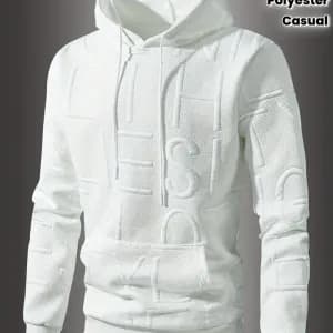 sweatacapuchenoirdecontractepourhommeavecmotiflettretexture