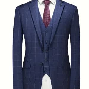 costumetroispieceselegantpourhommeavecundesignacarreauxbleuselegant