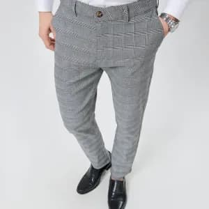 pantalonhabilleelegantgrisacarreauxpourhommeavecpoches