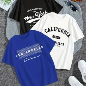 lotde3tshirtsgraphiquesdecontractespourgarcon