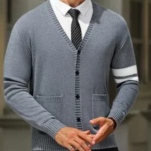 cardiganenmaillepourhommepullboutonneacolenv