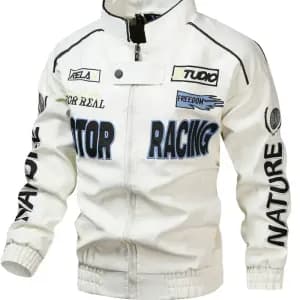 vesteeleganteencuirsynthetiquepourhommeavecimprimemoto