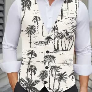 giletboutonnemotifpalmiertropicalpourhomme