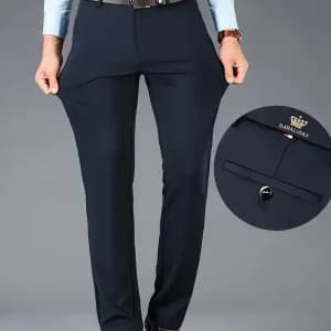 pantalonhabillehommetaillehautecoupedroiteetinfroissable