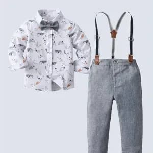 costumeelegantpourgarconetbebechemiseamancheslonguesavecnoeudetpantalo