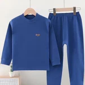 ensemblegarconmancheslonguesetpantalonchaudencotonbleuunidehautequalit