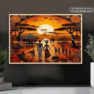 Impressionsurtoileencadreecoucherdesoleilafricain60x40cm