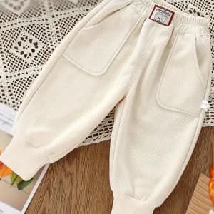 pantalontendanceepaisdoublepolaireavecpocheplaqueesurledevantpourgarco