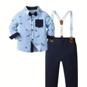 tenuegentlemandinosauregarconensembletshirtrayeamancheslonguesavecnoeu