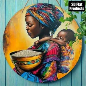 peinturealhuileimprimee2daplatrepresentantunefemmeetdesjeunesafricains