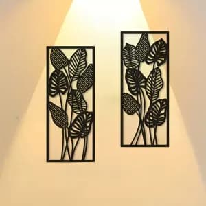 lotde2decorationsmuralescreativesenboisamotifdefeuillesdeplantes