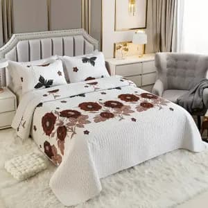 paruredelitmatelassee3piecesaimprimefloralbrosseavectaiesdoreiller