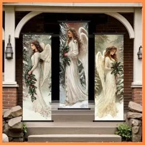 ensemblede3toilesmuralesvintagerepresentantunangeetunarbre