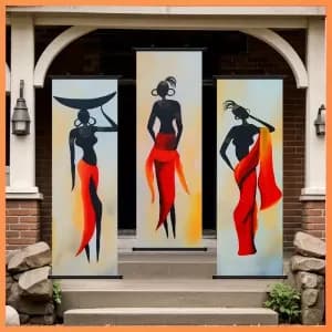 lotde3decorationsmuralesabstraitesrepresentantdesfemmesafricainesnoire