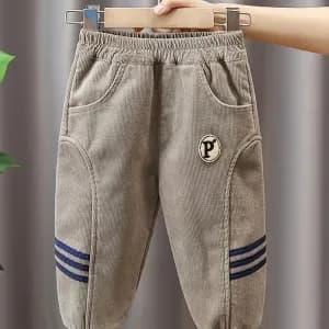 pantalondejoggingdecontracteenvelourscotelepourgarconaveclogop