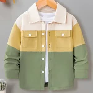 chemiseamancheslonguescolorblockpourenfantavecpoches