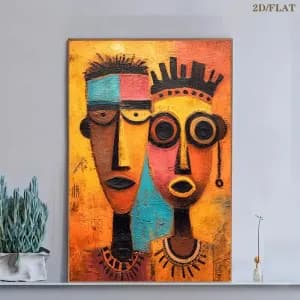 affichesurtoilemasqueafricainartafricainabstraitmoderneauxcouleursvive