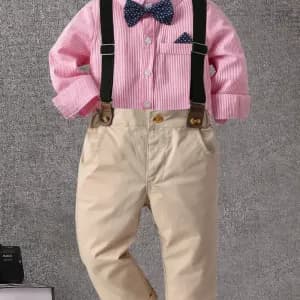 ensemblegarconcomposedunechemiserayeeamancheslonguesavecnoeudpapillon