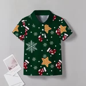 chemisedenoelverteamanchescourtesavecmotifsfloconsdeneige