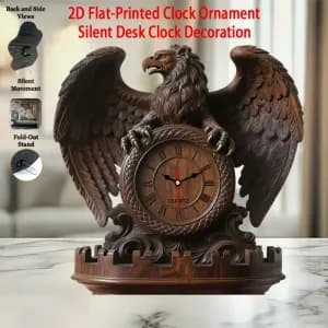 horlogedetableplate2denboismotifaigleeuropeen