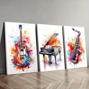 lotde3toilesencadreessurlethemedesinstrumentsdemusique