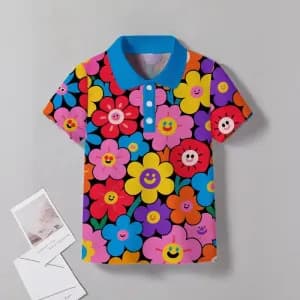 poloaimprimefloralvibrantpourgarconmanchescourtes