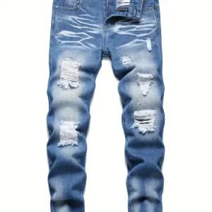 jeandechiredecontractepourgarconpantalonendenimatailleelastiqueavecpoc