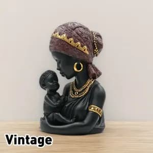 statueelegantedemereafricainefigurineenresinenoirede20cm