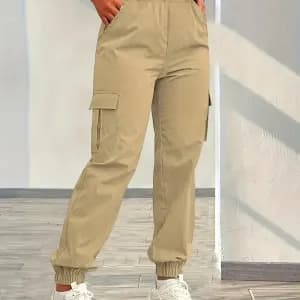 pantaloncargomultipochespourfillejoggingdecontracteenpolyester