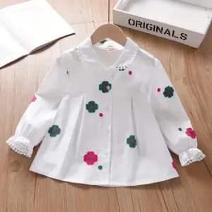 chemisieramancheslonguesbrodedefleurspourfilles