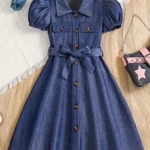 robetrapezedecontracteepourjeunesfilleseffetdenim