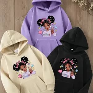 3pullsacapuchepourfillesavecimprimedepersonnagesdedessinsanimes