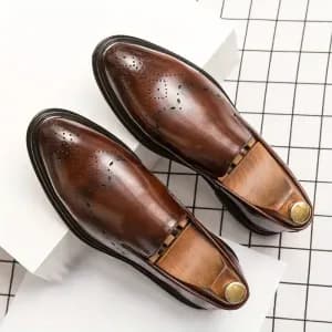 mocassinshommeensimilicuirnoirsboutrondchaussureshabillees