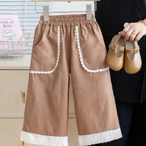 pantalonlargevioletpourfilleavecbordureendentelle