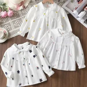 ensemblede3blousesblanchesamancheslonguespourfilles