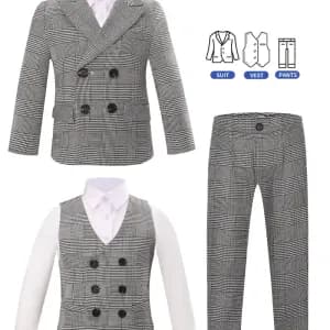 ensemblecostumeacarreauxpourgarconvestecroiseeacarreauxgrisetblancs